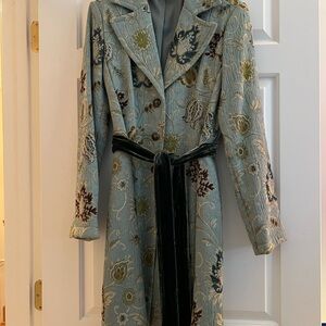 CAbi jacquard coat light teal -size 6